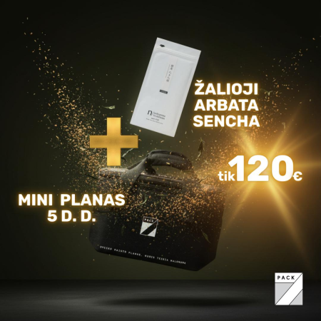 MINI planas (1200–1300 kcal) visai savaitei + Natūrali žalia japoniška arbata SENCHA – tik 120€